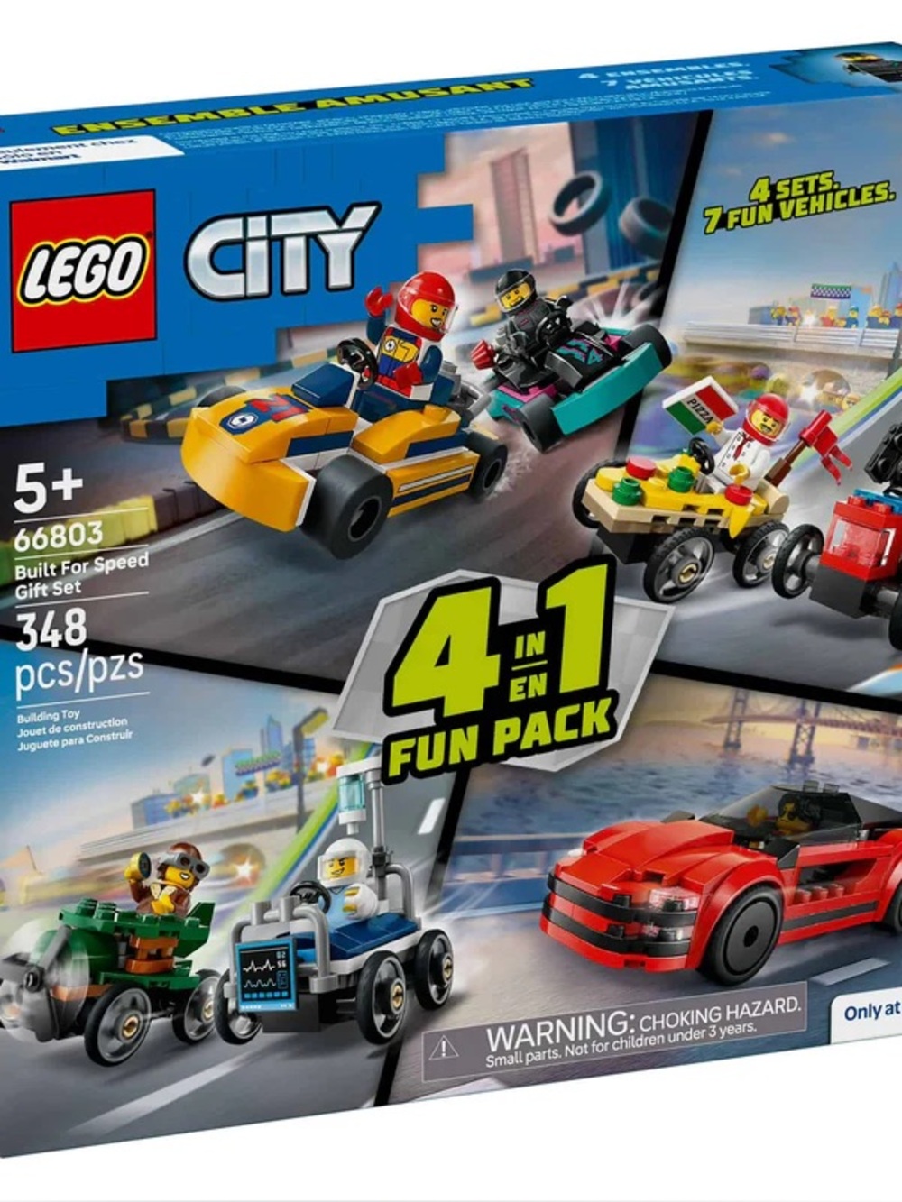 Lego City 4-in-1 Fun Pack - Yellow, Blue, Red, Green Vehicles